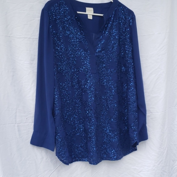Chico's Tops - Chico's blue rayon sparkly blouse  size 3x